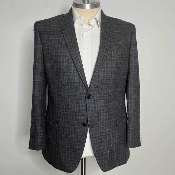 Michael Kors Wool Blazer Plaid Check Two Button‎ Sport Coat Jacket 44R - Picture 1 of 9